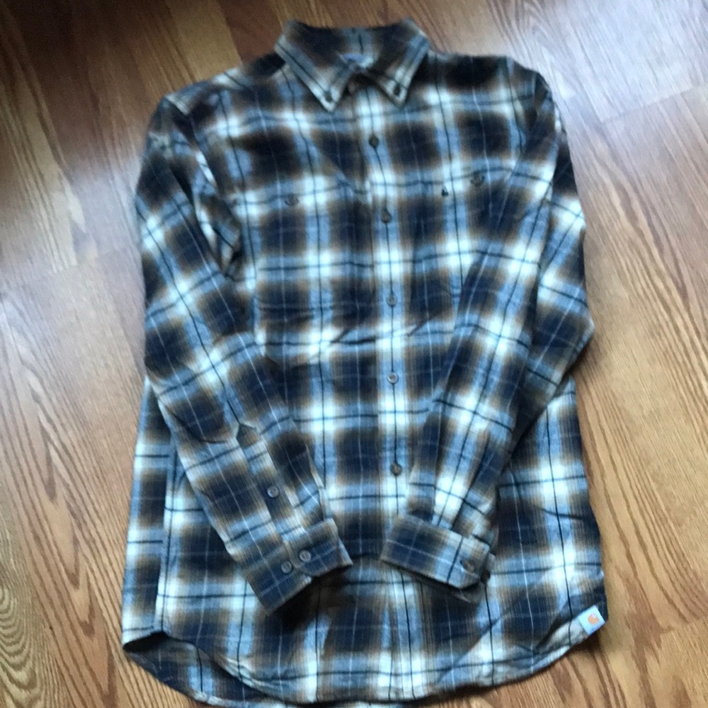 Carhartt Relaxed Fit Men's Plaid Shirt - Blue and Brown